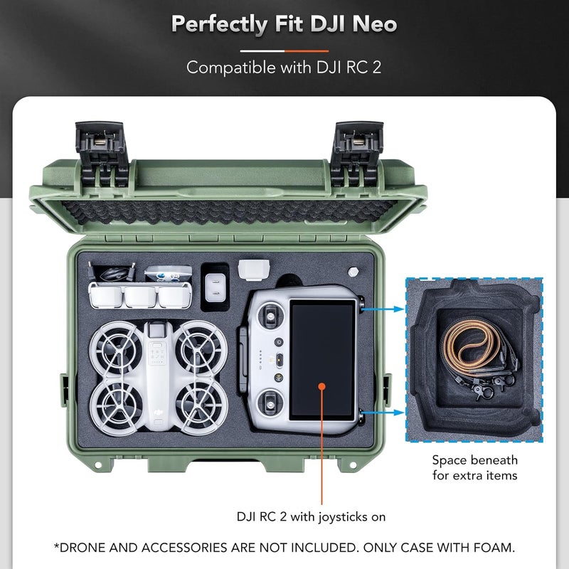 Lykus Titan N110 Waterproof Hard Case for DJI Neo Combo, RC-N3/DJI RC 2, Support Up to 7 batteries [CASE ONLY] - Image 3